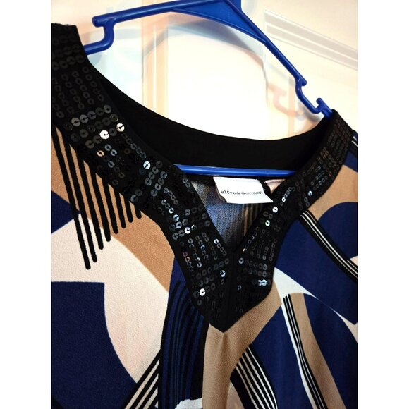 Alfred Dunner Women's top/shirt size medium blue/black/tan work/casual - Picture 2 of 6